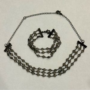 Smokey Grey Matching Necklace and Bracelet